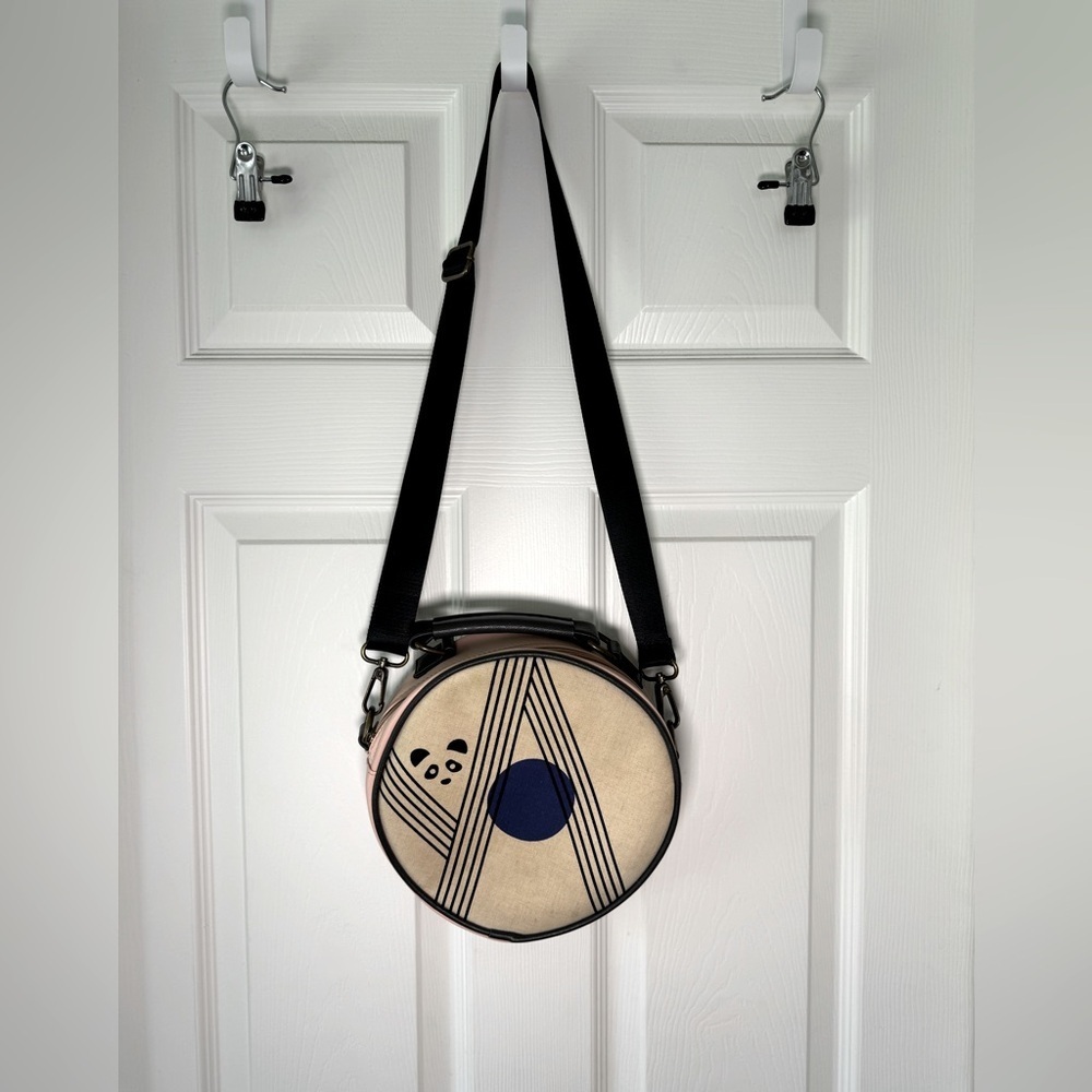 Boe Jack Design Round Circle Panda Asian Inspired Canvas Crossbody Womens Purse